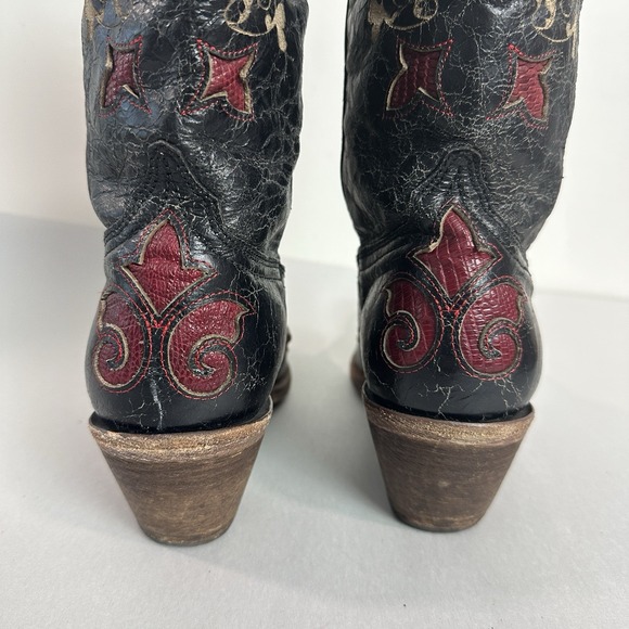 Corral Vintage Black Leather Lizard Inlay Cowboy C2115 Boots Womens Size 7.5 - Picture 7 of 16